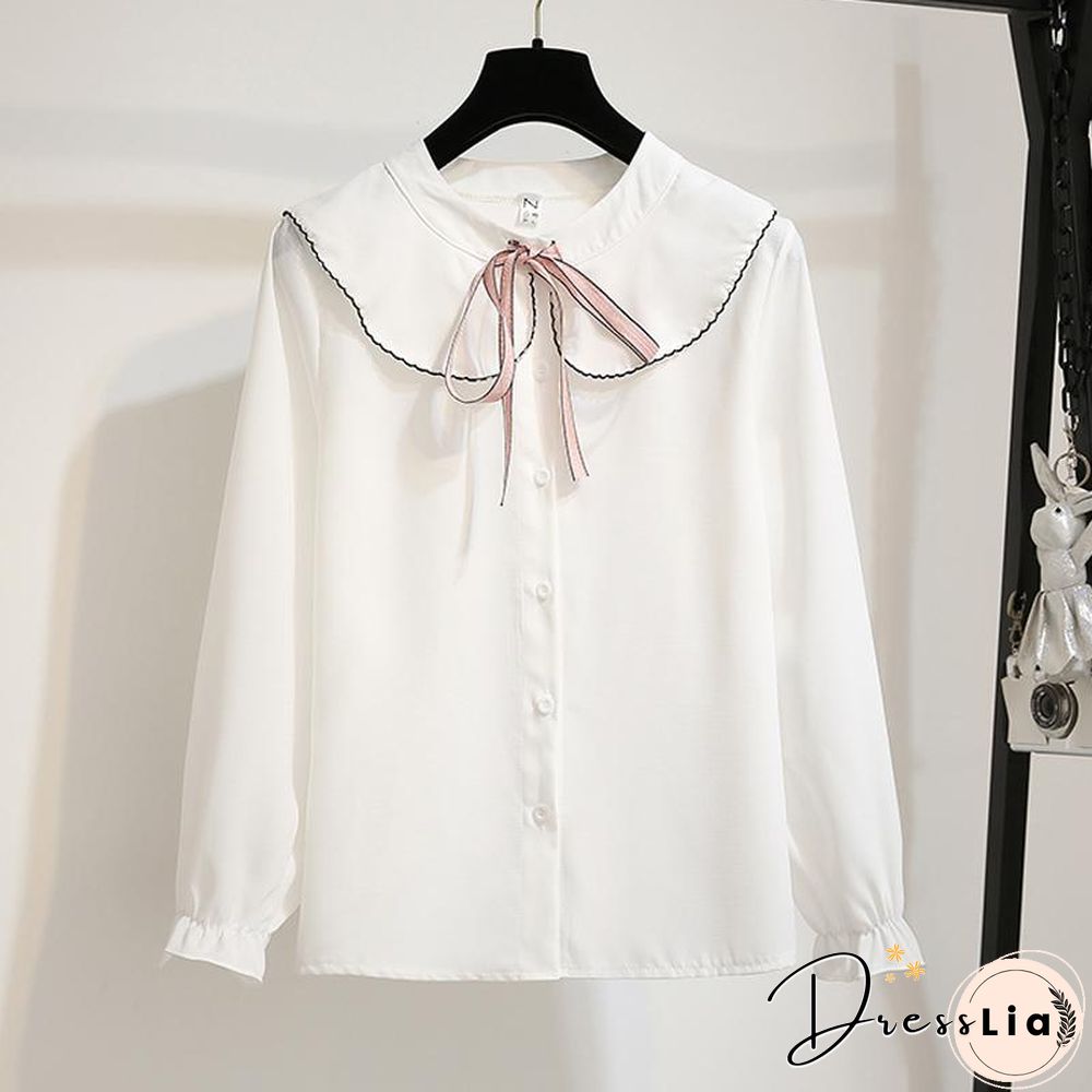 Sweet Lapel Blouse+Button Skirt P15791