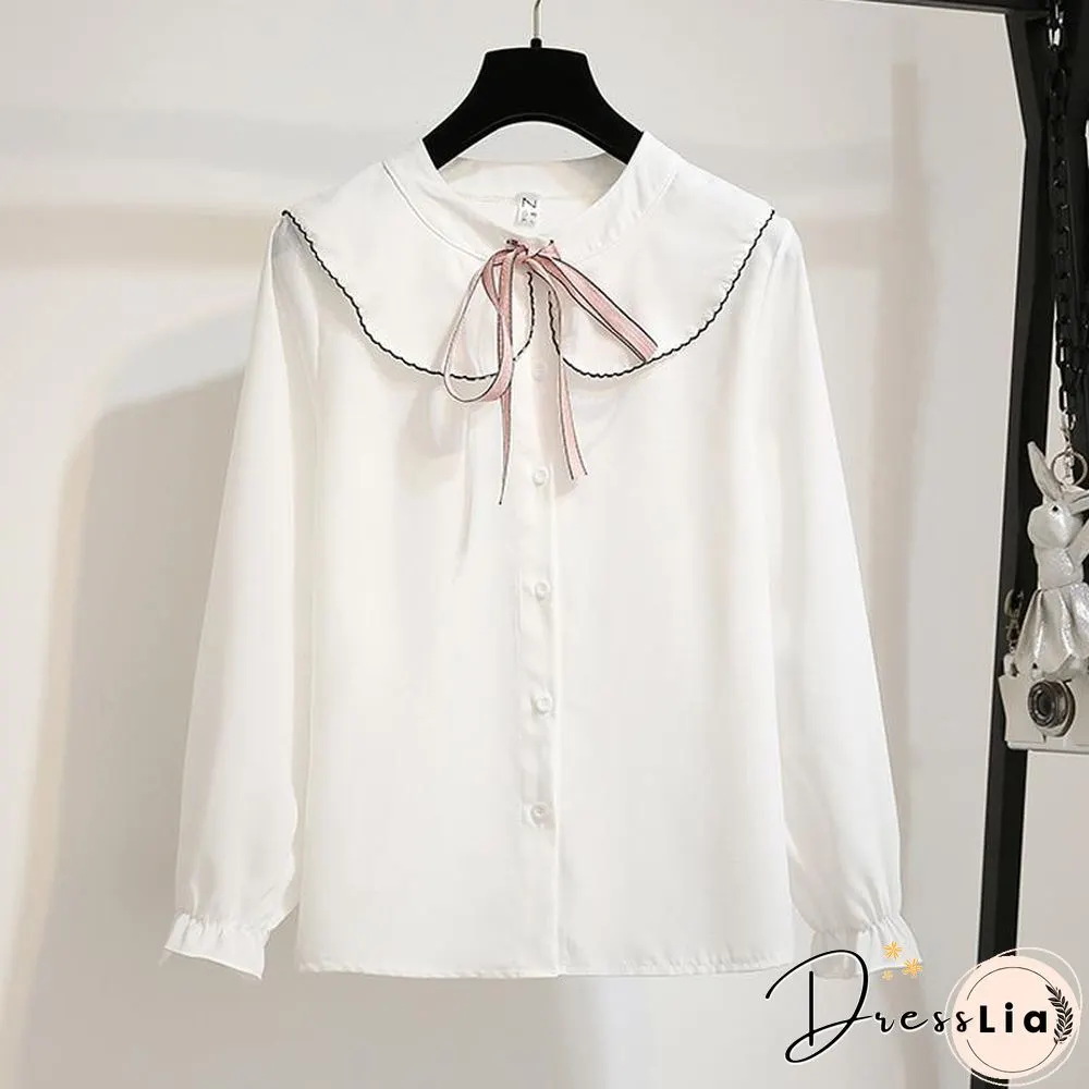 Sweet Lapel Blouse+Button Skirt P15791
