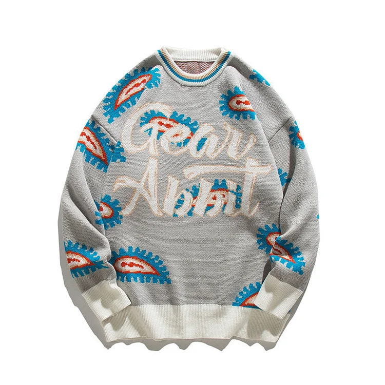 Man Fall Winter Outfis Autumn and Winter Paisley Full Printed round Neck Sweater Men's Fashion Brand Loose Sweater