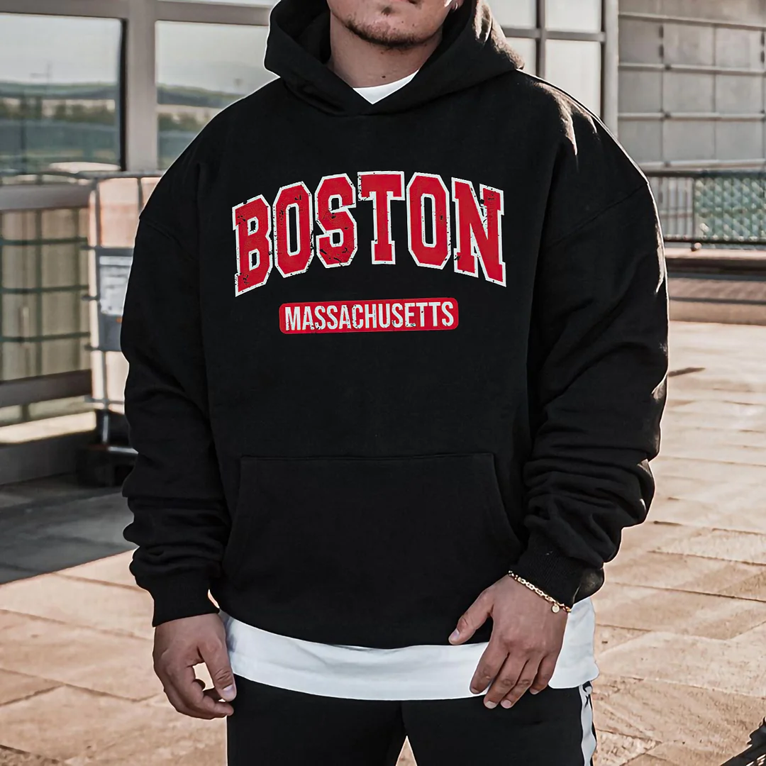 Boston Printed Casual Hoodie