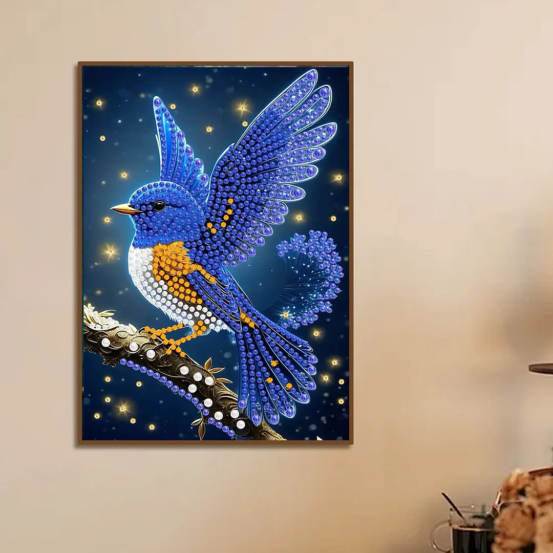 Pearl Painting Kit for Adults Blue Bird Decor 11.81x15.75in