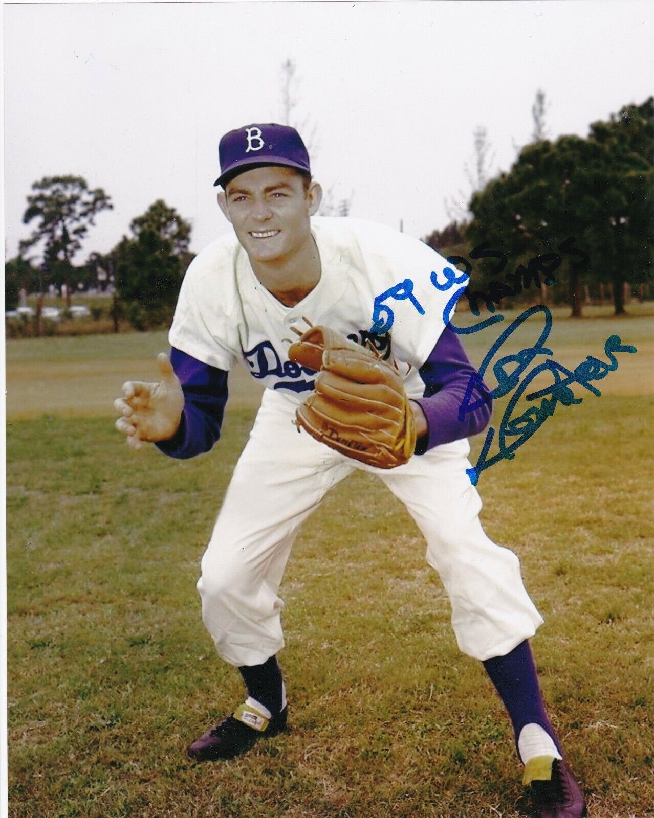 DON DEMETER BROOKLYN DODGERS 59 WS CHAMPS ACTION SIGNED 8x10