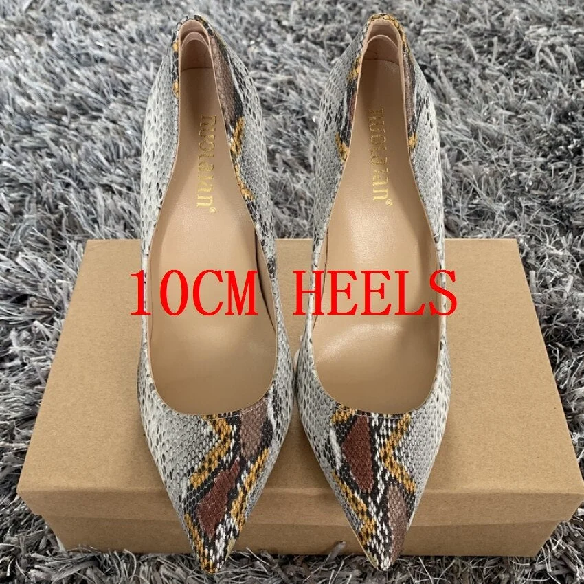 New fashion woman shoes snake printing party wedding shoes big size 35-42 sexy pointed toe female high heels pumps women shoes