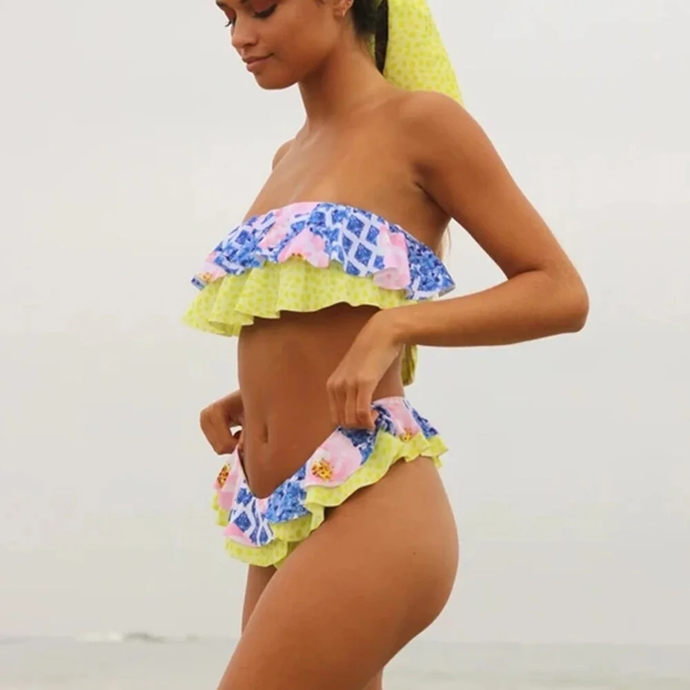 2021 New Sexy Bikini Women Swimwear Push Up Swimsuit Ruffle Bikini Bathing Suit Biquinis Summer Beach Wear Female