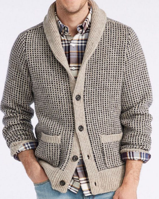 Men's Lapel Knitted Cardigan Sweater