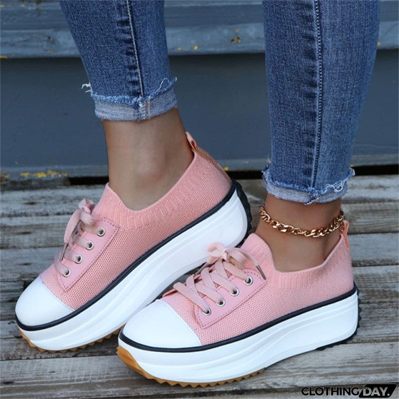 New Mesh Lace-up Outdoor Non-slip Platform Shoes