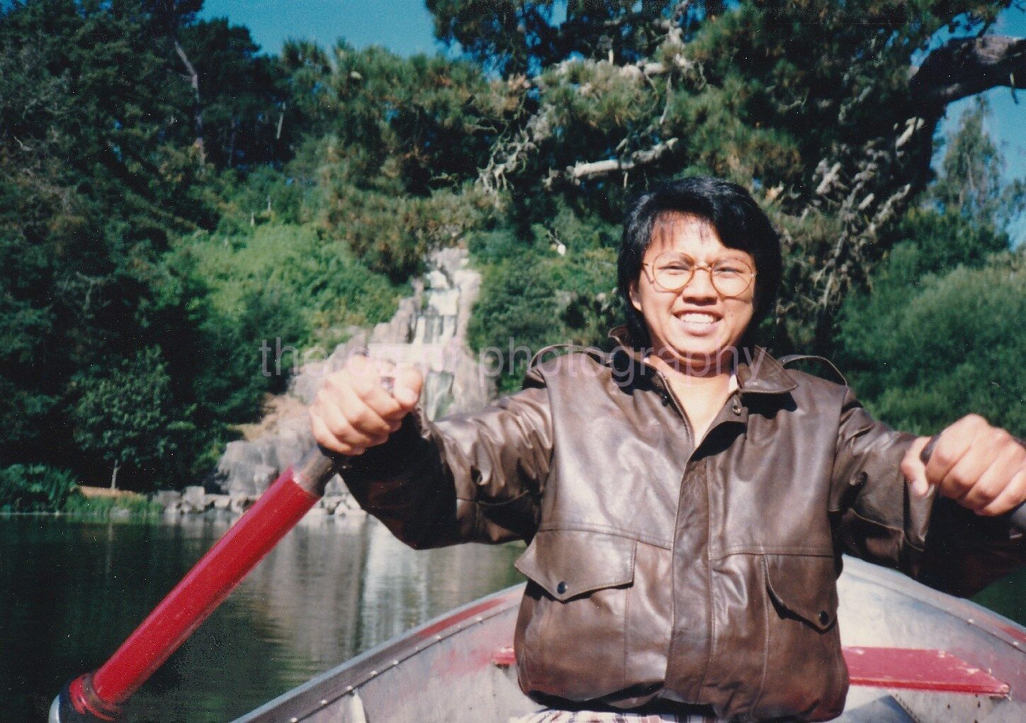 ROWBOAT JIMMY Rowing FOUND Photo Poster painting Original COLOR SnapshotDD 84 15