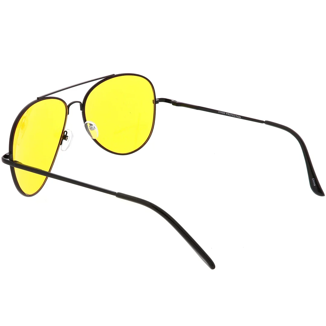 Large Classic Night Driving Aviator Sunglasse With Yellow Tinted Lens 61mm