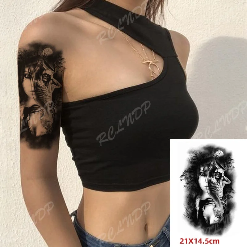 Waterproof Temporary Tattoo Sticker Black Demon Hand Shake Hands Flash Tatoo Fake Tatto Arm Leg Body Art for Women Men