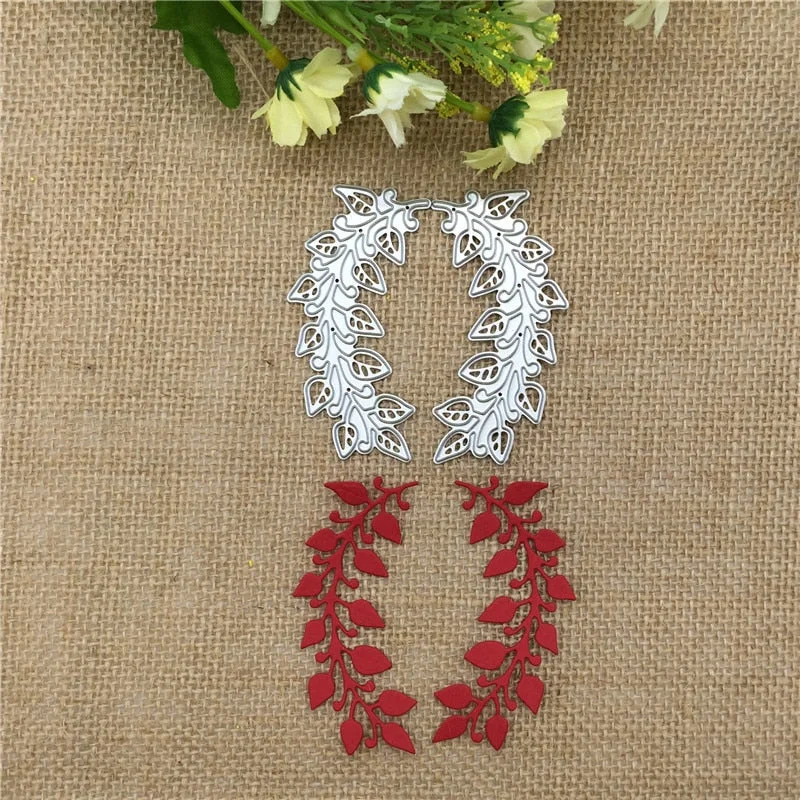 2pcs Symmetrical Leaves Metal Cutting Dies Stencil DIY Scrapbooking Album Decorative Embossing Folder Die Cutting Template