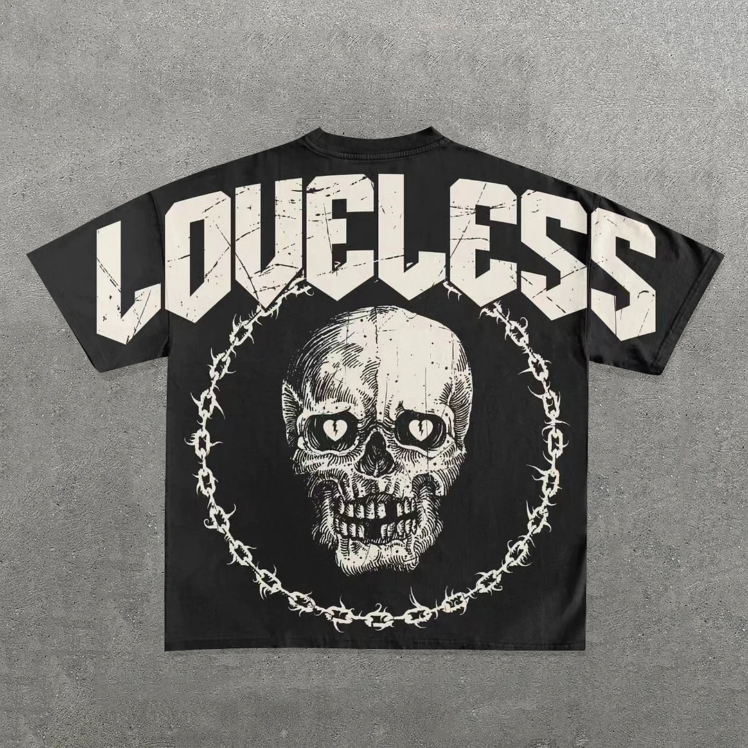 Loveless Skull Print Short Sleeve T-Shirt