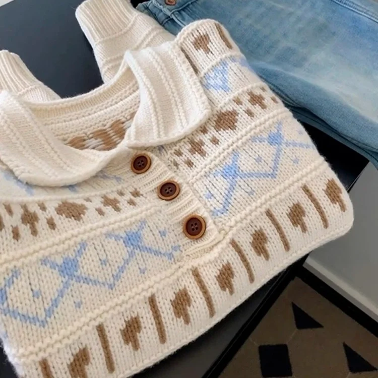 Athvotar Athvotar Glutinous Tit Island Sweater Women's Spring And Autumn 2025 New Great Looks Polo Clip Knitted Top