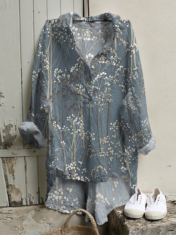 Comstylish Abstract Floral Painting Art Woven Tunic