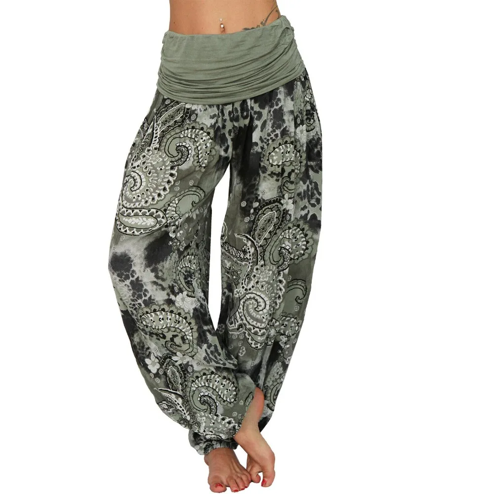 Summer Women's Elastic Waist Tie-Dye Haren Pants Digital Printing Long Wide Leg Pants Casual Pants Haren Pants
