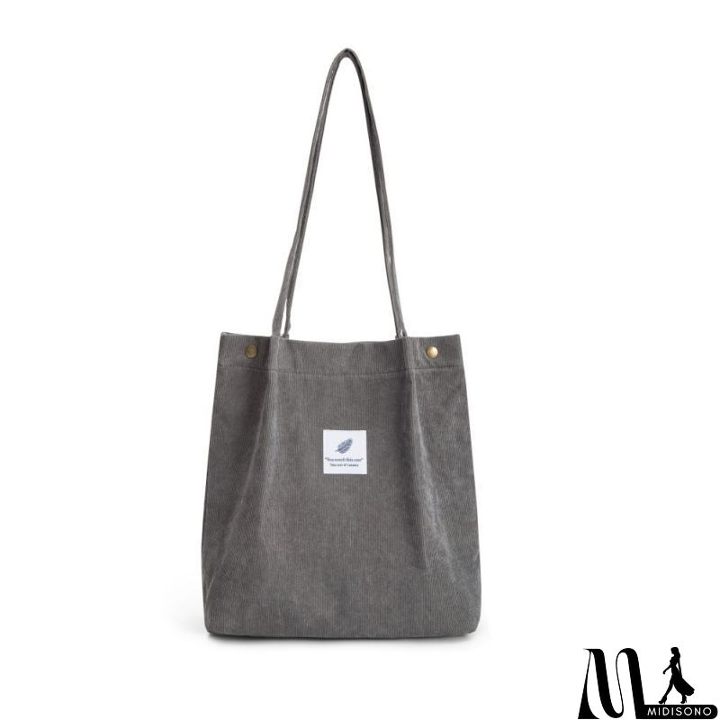 MidiSono - Women Large Smiley Corduroy Shoulder Tote Bag