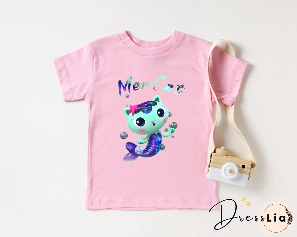 Kawaii Girls T Shirts Gabbys Doll House Cartoon Print Childrens Tshirt Summer Tee Girls Clothes White Camisole Tops