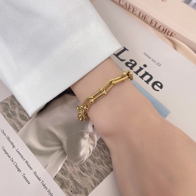 304 Stainless Steel 18K Gold Plated Casual Minimalist Plating Chain Solid Color Bracelets Earrings Necklace