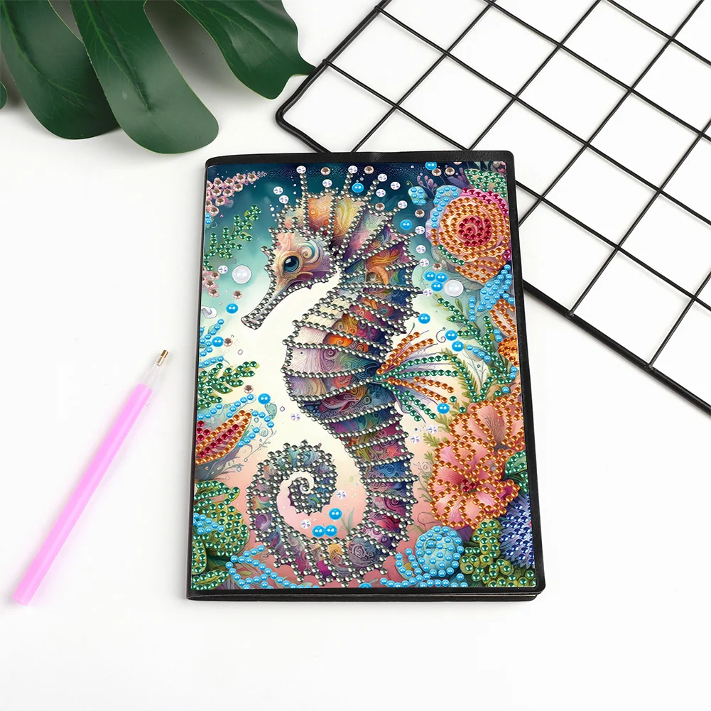 DIY Seahorse Special Shaped Diamond Painting Diary Book 50 Pages for Adults Kids