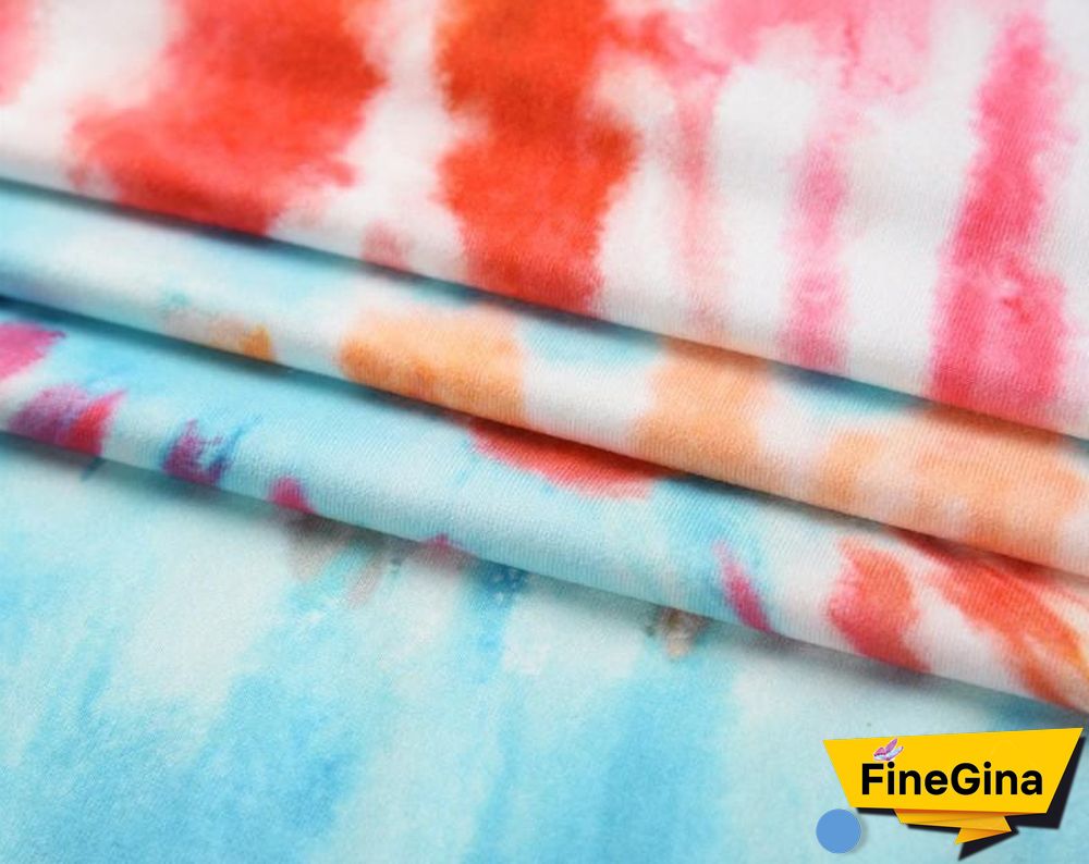 V Neck Soft Tie-Dyed Printed Slit Dress