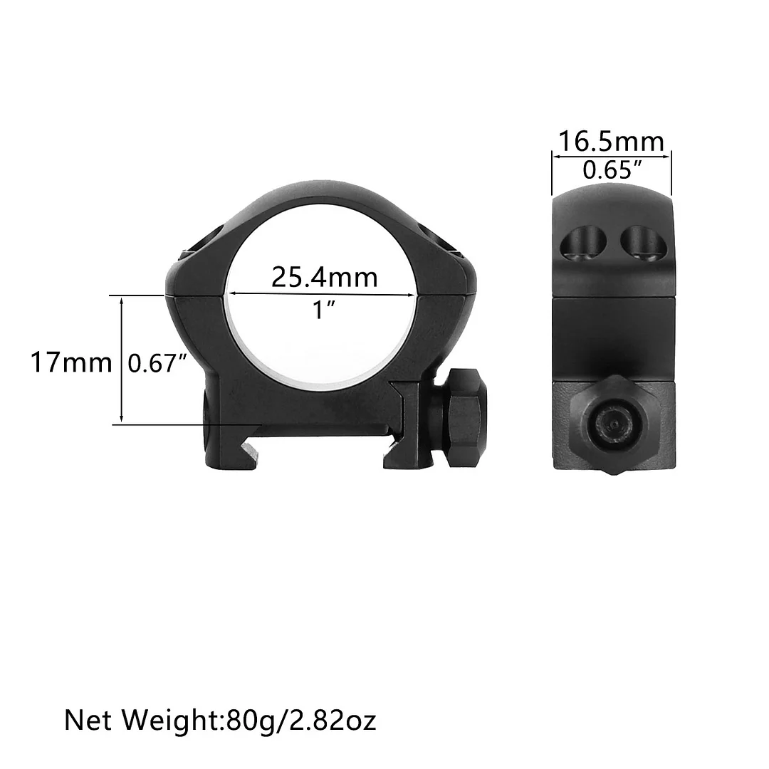 ohhunt® 25.4mm Picatinny Scope Rings Black 7075-T6 Three-stage Hard Anodized