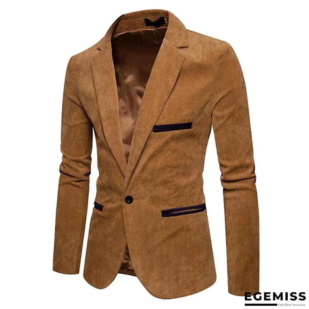 men casual suit jacket men solid color Corduroy Worsted Fabric suit Blazers pocket Button decorate men's suit coat | EGEMISS