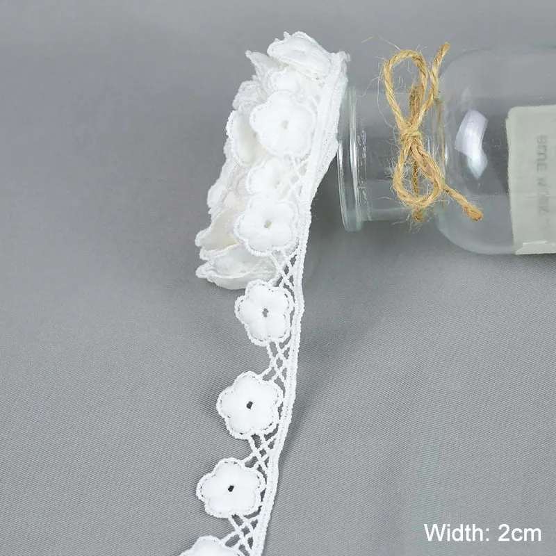 5Yards/lot White Cotton Embroidered Lace Trim Ribbons Fabric DIY Sewing Handmade Craft Materials Garment Clothes Accessories
