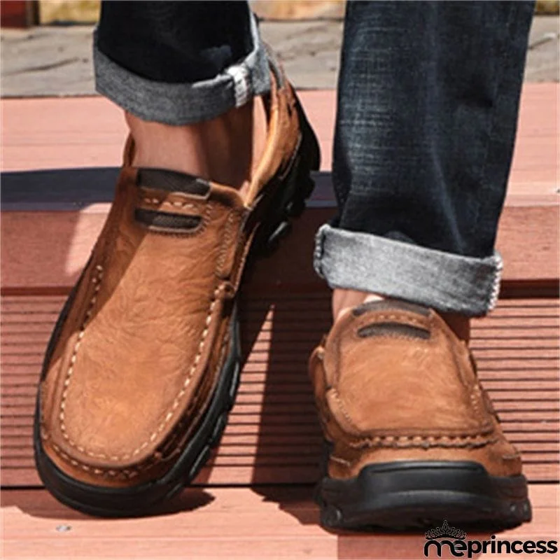 Outdoor Climbing Non-Slip Breathable Soft Rubber Men Leather Shoes