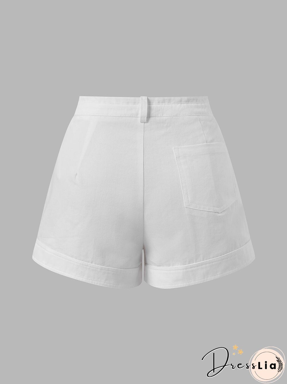 Solid Drawstring Waist Pocket Shorts For Women