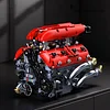 Racing Red-Hot Mechanical Engine Building Block Model (4-Cylinder V8 Electric Version)