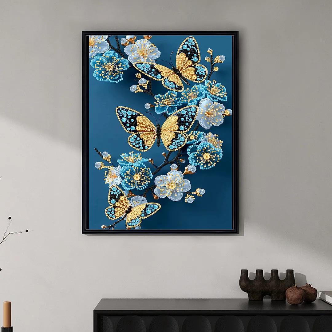 Pearl Painting Kit for Adults Blue Butterfly 11.81x15.75in