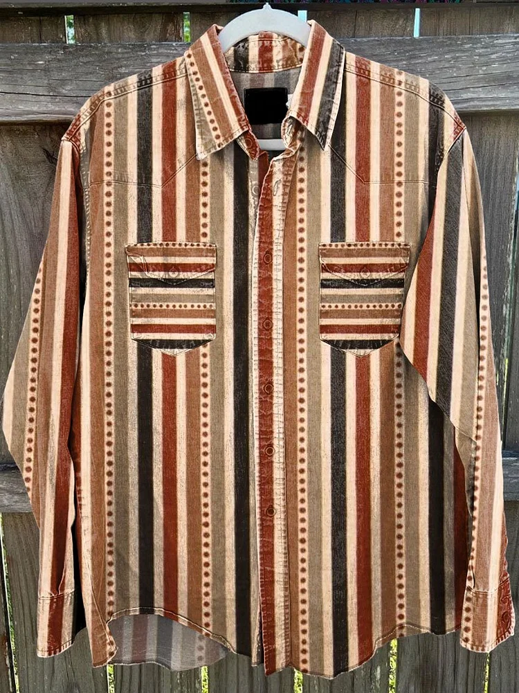 Retro Western Cowboy Style Print Casual Shirt