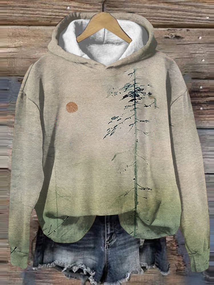 Comstylish Mountain Sunrise Painting Art Hoodie