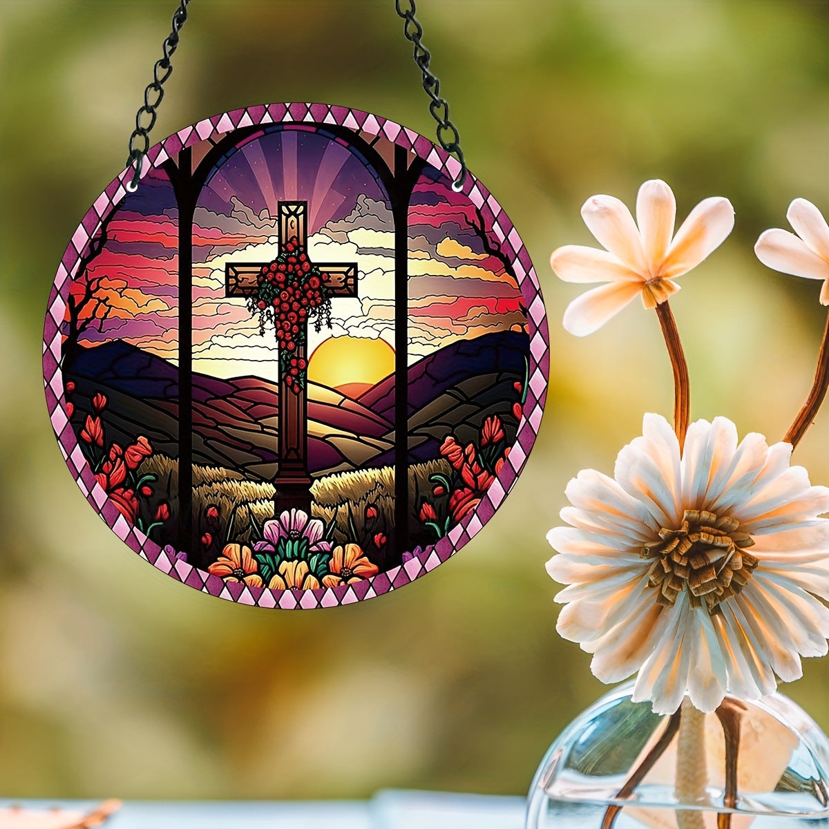 Unique Gift Cross - Suncatcher Hanging Ornament WH025