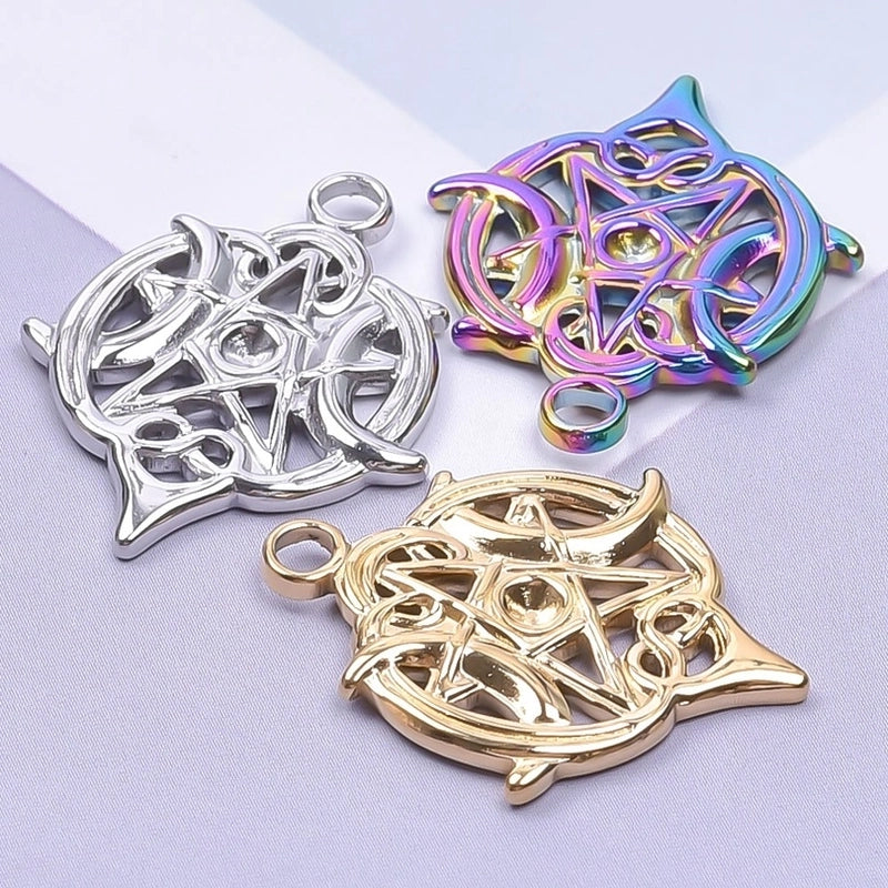 1 Piece 25x20mm Hole 2~2.9mm 304 Stainless Steel 18K Gold Plated Pentagram Pendant