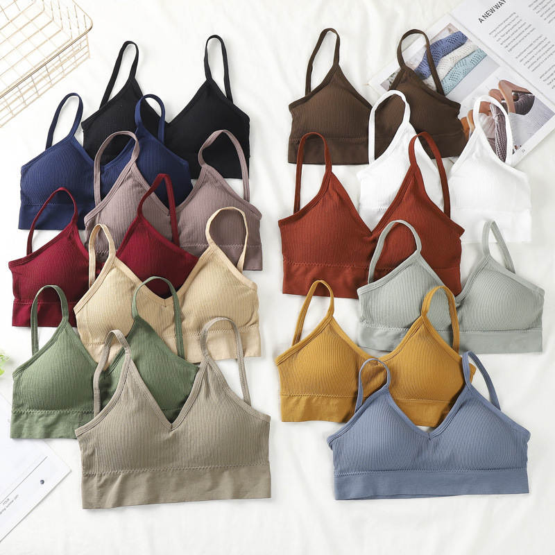 Xinkeke Fashionable and Comfortable Underwear Sports Yoga Vest Tube Top with Braces and Breast Pad Anti-Exposure Sexy Seamless Brassiere