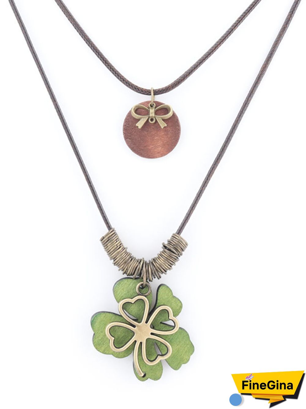 Casual Ethnic Four Leaf Clover Multilayer Necklace Autumn/Winter Sweater Chain
