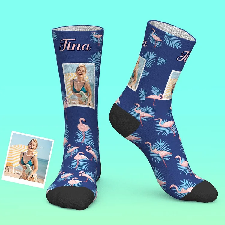 Custom Photo Socks Flamingo Element Personalized Print socks