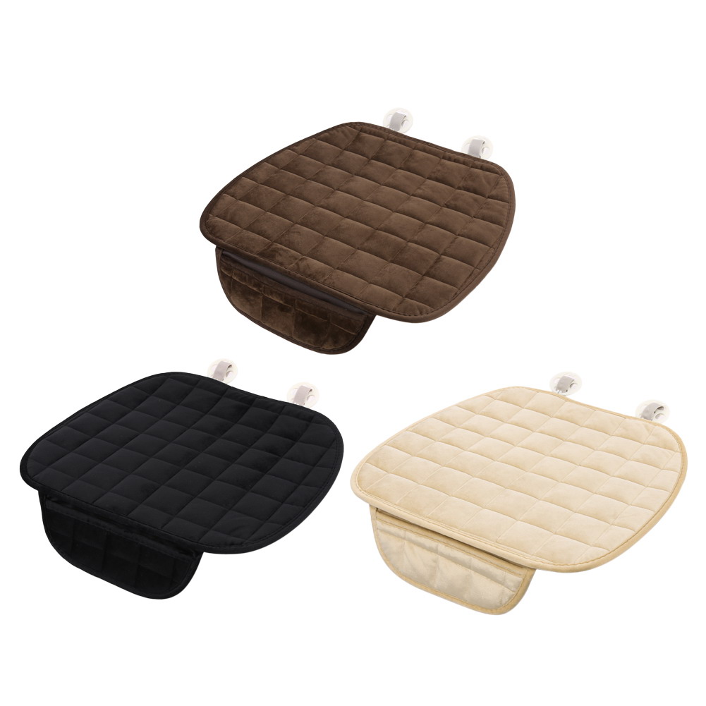 

Winter Warm Plush Anti Slip Car Seat Cover Plaid Cushion Seat Protector, Coffee, 501 Original