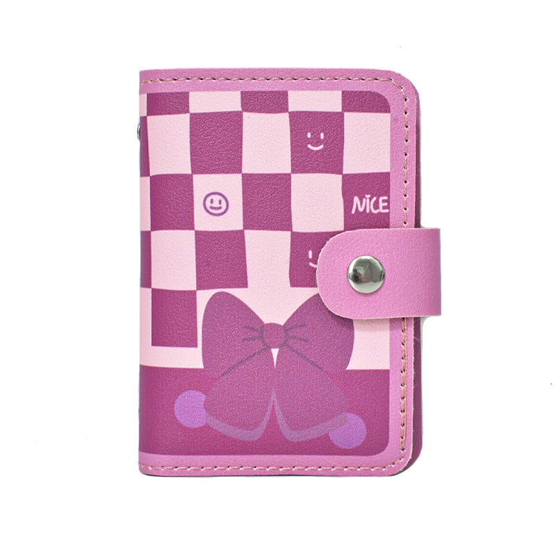 Women’s Heart Shape Flower Butterfly Pu Leather Pink Hidden Buckle Card Holders