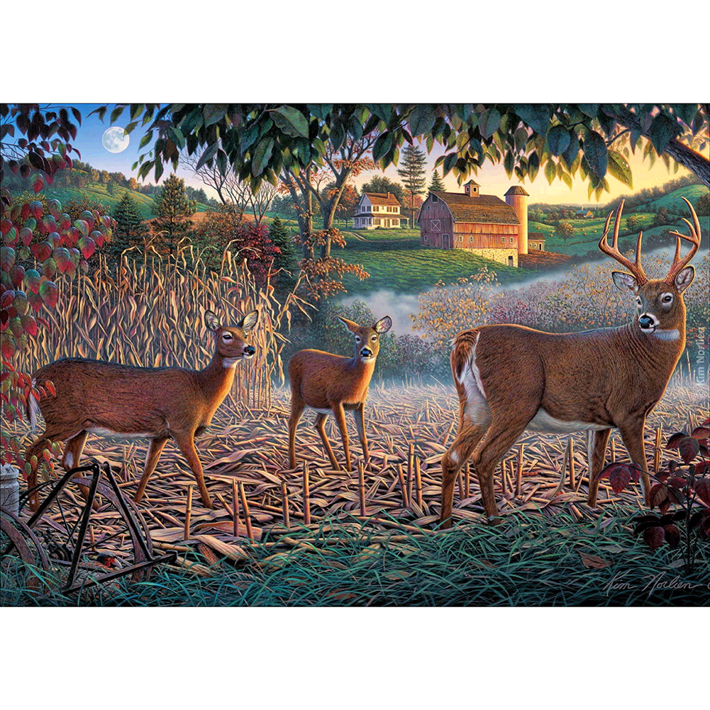 

40*30CM - Round Drill Diamond Painting - Deer, 501 Original