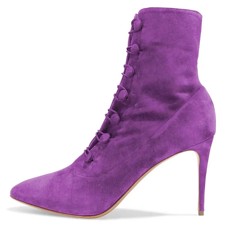 Purple Agraffe Ankle Stiletto Booties Vdcoo