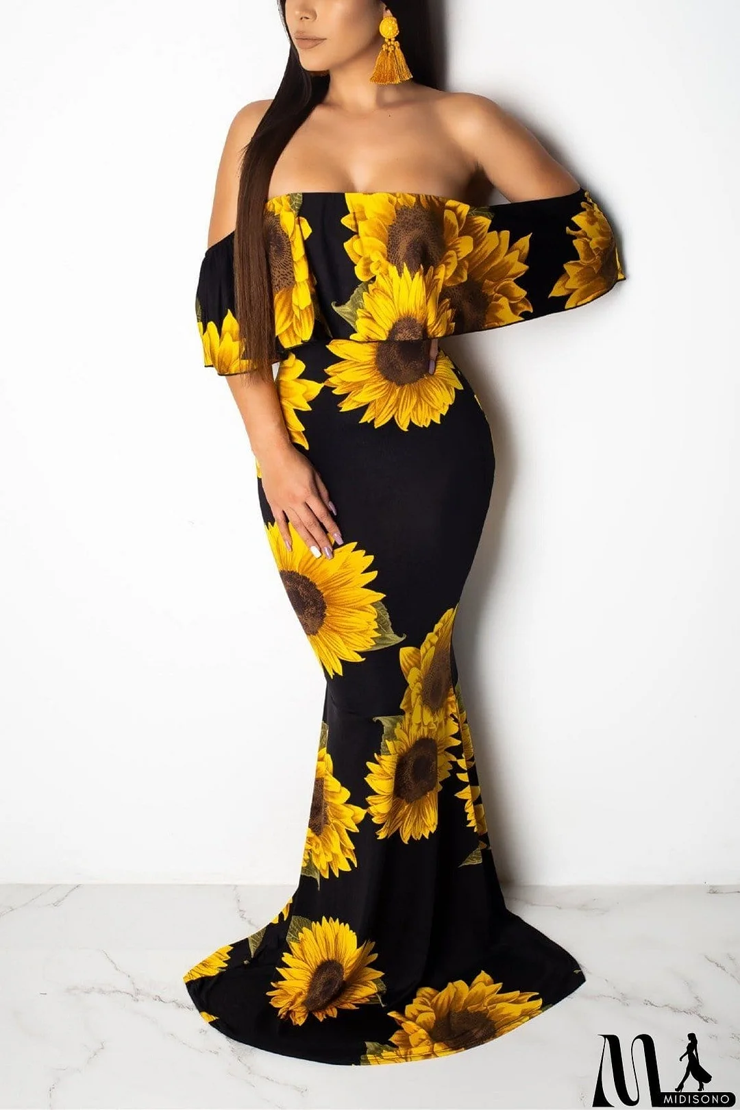 MidiSono - Ruffles Off Shoulder Maxi Dress