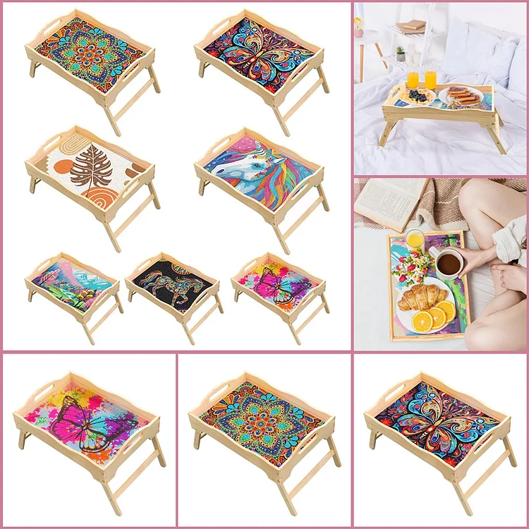 Diamond Painting Decorative Trays with Handle Coffee Table Tray for Serving  Food