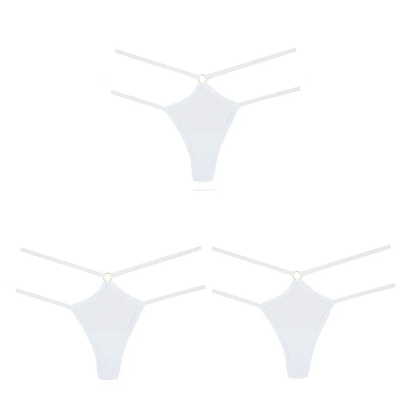 Sexy Women G-String Cotton Panties Lingerie Thin Strap Soft Breathable T back Female Low Rise Hollow Out Thong 3 Pcs Underwear