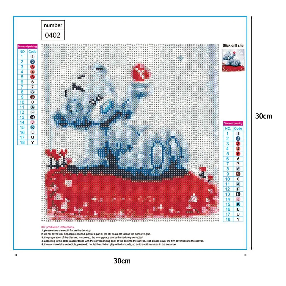 Full Round Diamond Painting 30*30cm - Care Bear