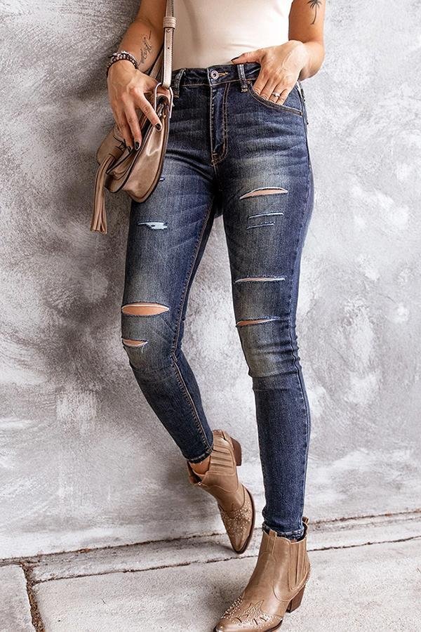 Womens Casual Wear Skinny Fit Jeans-Allyzone-Allyzone