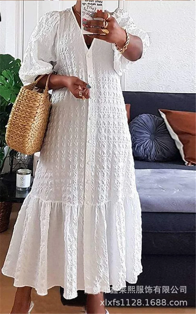 2021 Women's Retro Fashion Temperament Women's Textured Dress