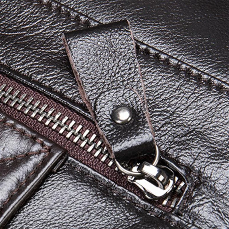 Men's Large-Capacity Handbag Business Leather Briefcase Crossbody Bag