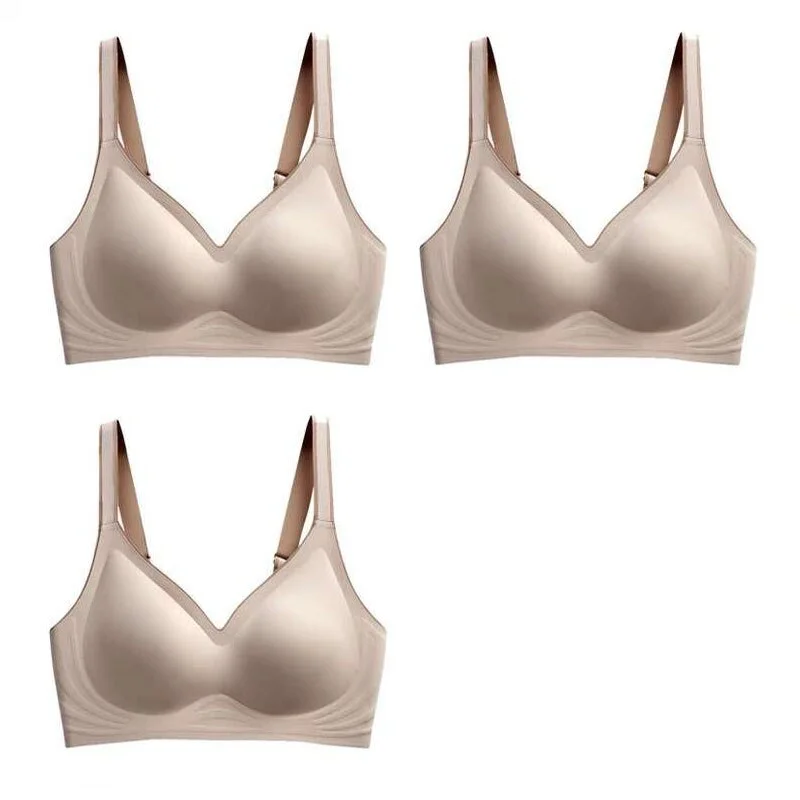 3pcs New Color Contrast Latex Bras For Women Underwear Gradient Strap