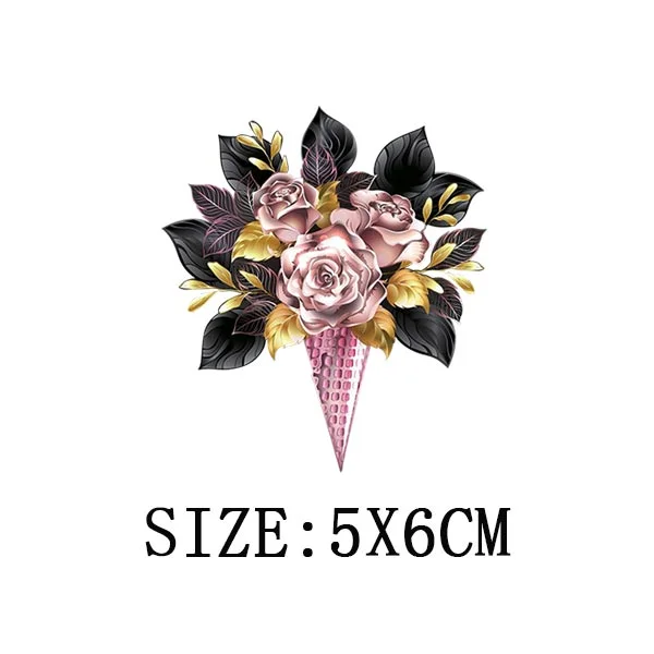 Beautiful Flowers Thermal Sticker On T-shirt DIY Washable Iron On Transfer For Clothing Funny Design Patches On Clothes Applique